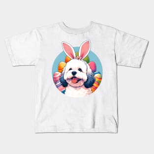 Bolognese Dog with Bunny Ears Celebrates Easter Joyfully Kids T-Shirt